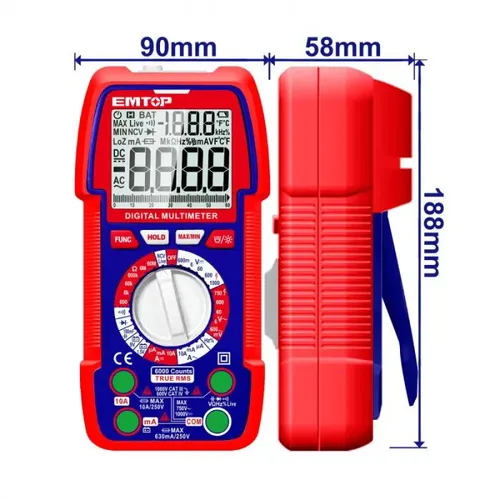 Emtop Digitální multimetr 1000V RMS 6000 Manual