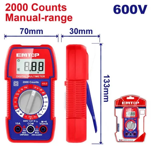 Emtop Digitální multimetr 600V RMS 2000 Manual
