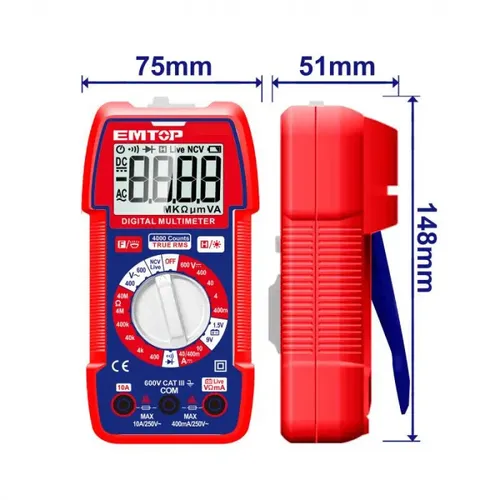 Emtop Digitální multimetr 600V RMS 4000 Manual