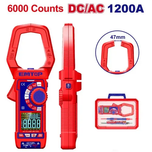 Emtop Digitální lešťový multimetr AC/DC 1000A RMS 6000