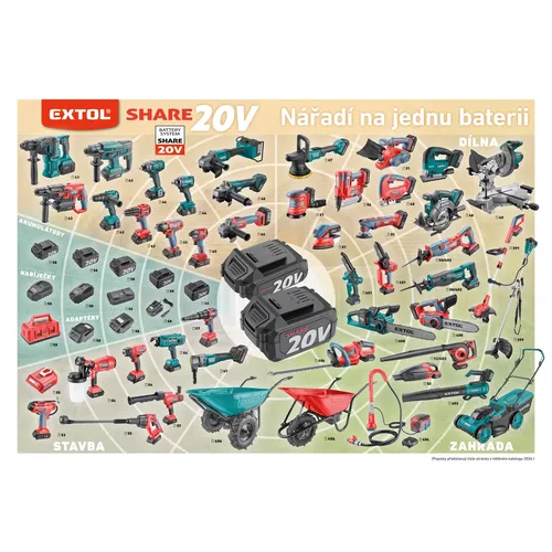 Adaptér pro share20v stroj a extol craft 20v (makita) baterii EXTOL ENERGY 8891990