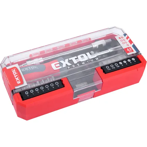 Šroubovák ráčnový s hroty, sada 43ks, crv EXTOL PREMIUM 8819157