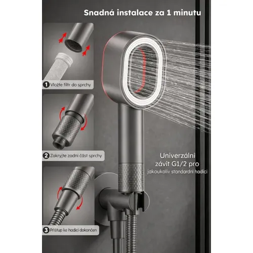 Filtrační sprchová hlavice sada černá Glox SH001B