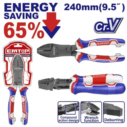 Emtop Kleště kombinované převodové 240 mm (úspora síly 65%)