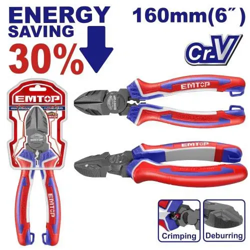 Emtop Kleště štípací boční 160 mm (úspora síly 30%)