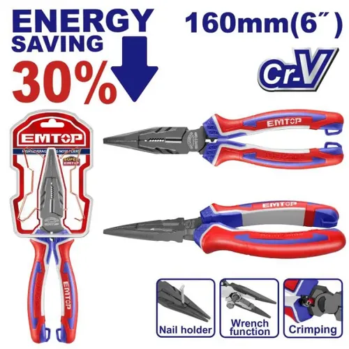 Emtop Kleště půlkulaté přímé 160 mm (úspora síly 30%)