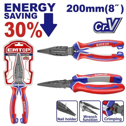 Emtop Kleště půlkulaté přímé 200 mm (úspora síly 30%)