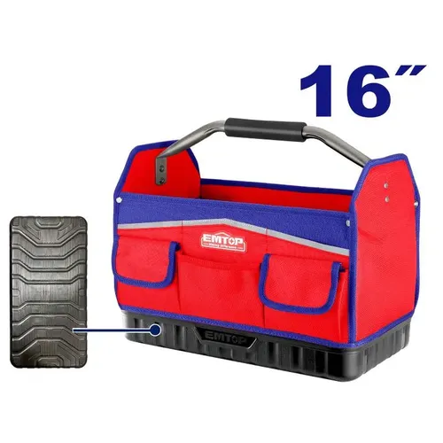 Emtop Taška na nářadí s kovovým rámem pevným dnem 16"