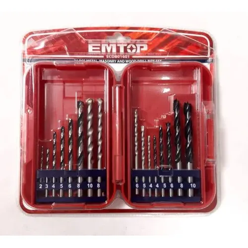 Emtop Sada vrtáků do kovu/zdiva/dřeva 16 ks