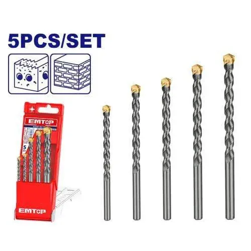 Emtop Sada vrtáků do zdiva 5 ks
