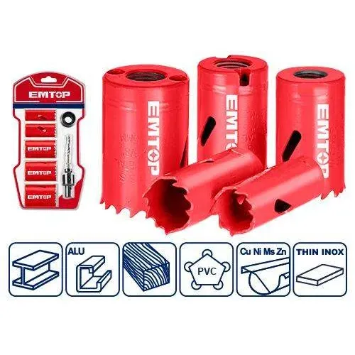 Emtop Sada korunkových vrtáků  22-38mm 7 ks HSS-Bimetal
