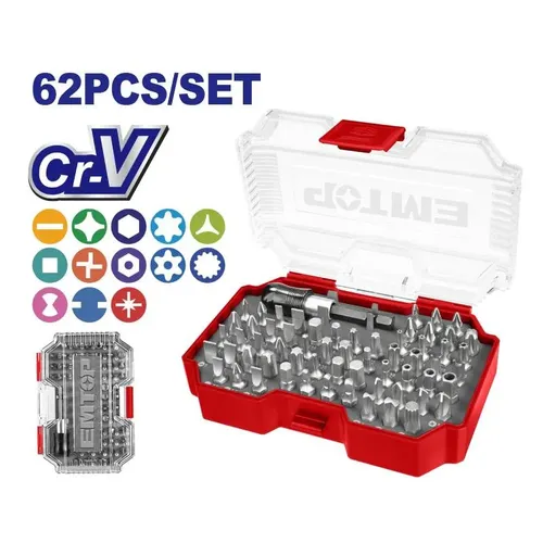 Emtop Sada bitů pro šroubování 62 ks