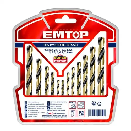 Emtop Sada vrtáků do kovu 12 ks