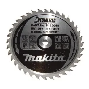Makita B-32948 kotouč pilový dřevo SPECIALIZED 136x1.5x10mm 36Z pro aku pily = old B-09210