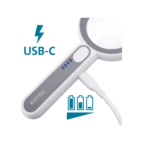 Lupa se světlem, 6×, 12× zvětšení, usb nabíjení EXTOL LIGHT 43163
