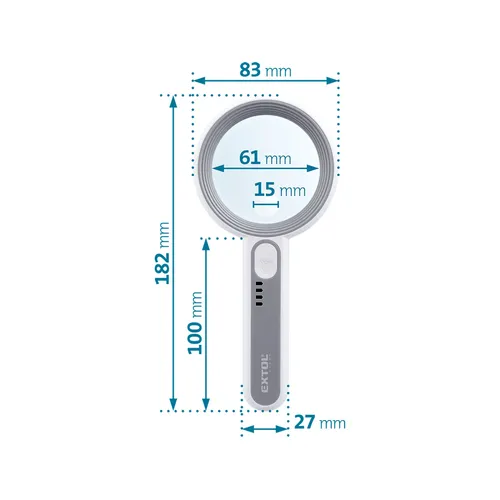 Lupa se světlem, 6×, 12× zvětšení, usb nabíjení EXTOL LIGHT 43163