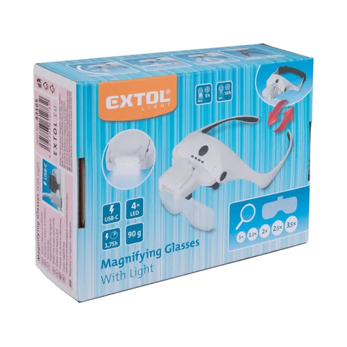 Brýle s lupou a osvětlením, 3,5×, usb nabíjení EXTOL LIGHT 43165
