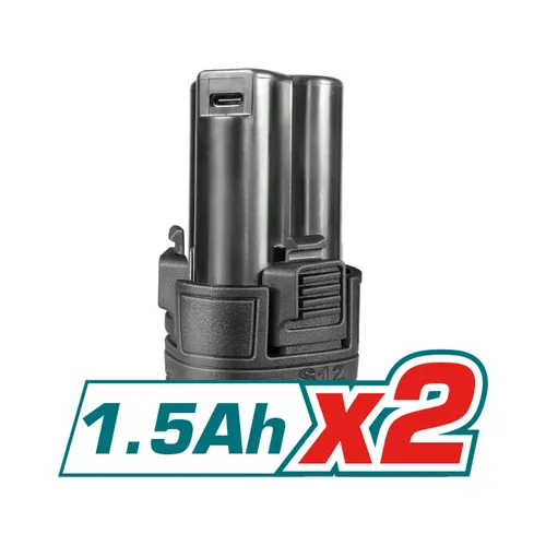 Vrtací šroubovák aku, 12v, li-ion (2x), 1500mah TOTAL TDLI12206E