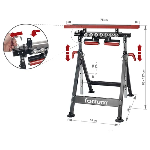 Koza/podavač 4-funkční, nosnost až 200kg, výška 83-127cm FORTUM 4759985