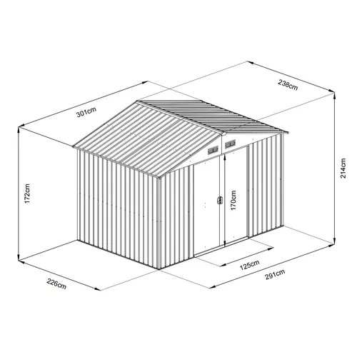 Riwall PRO RMSA 8x10 Anthracite zahradní domek kovový 3 x 2,4 m se sedlovou střechou antracit