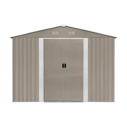 Riwall PRO RMSA 12x10 Brown zahradní domek kovový 3 x 3,7 m se sedlovou střechou hnědý