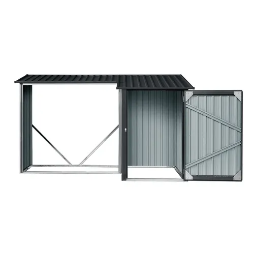 Riwall PRO RMWS 3x9 Anthracite přístřešek na dřevo s kůlnou 2,7 x 1,6 m s pultovou střechou antracit