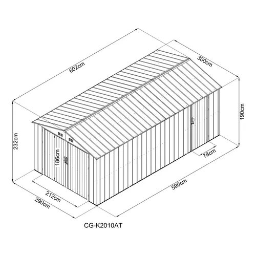 Riwall PRO RMCG 20x10 Anthracite kovová garáž 3 x 6 m se sedlovou střechou Antracit