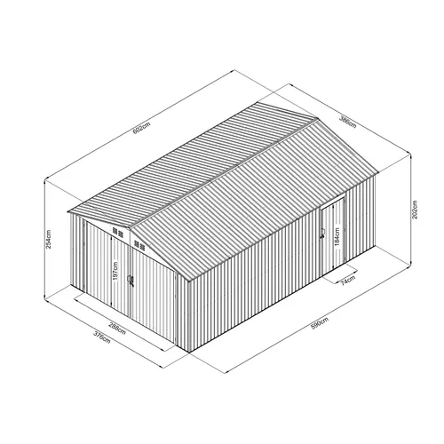 Riwall PRO RMCG 20x13 Anthracite kovová garáž 3,8 x 6 m se sedlovou střechou Antracit