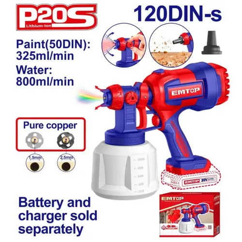 Emtop Aku stříkací pistole 20V 1000ml solo