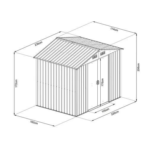 Riwall PRO RMSA 6x8 Anthracite zahradní domek kovový 2,4 x 1,7 m se sedlovou střechou Antracit