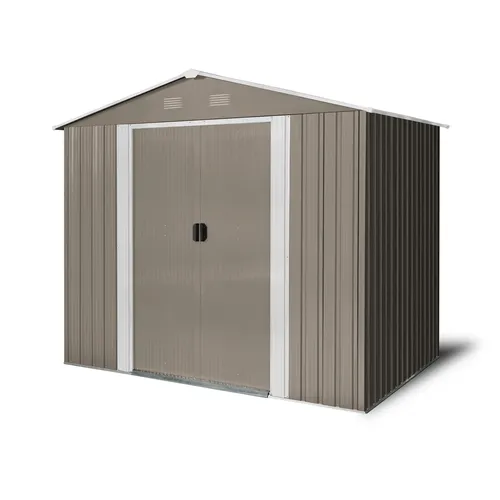 Riwall PRO RMSA 6x8 Brown zahradní domek kovový 2,4 x 1,7 m se sedlovou střechou hnědý