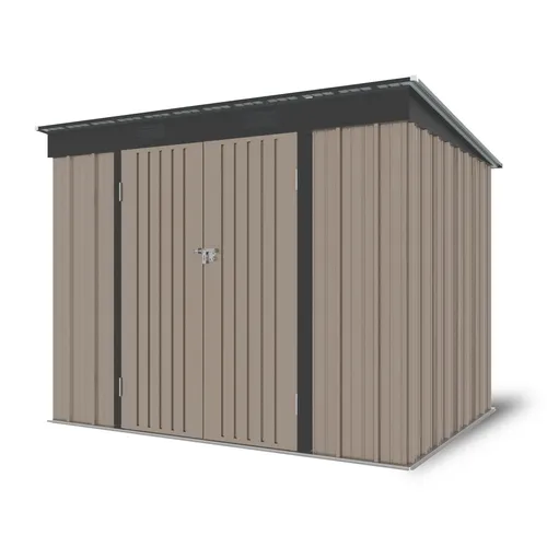 Riwall PRO RMSP 6x8 Brown zahradní domek kovový 2,4 x 1,8 m s pultovou střechou hnědý