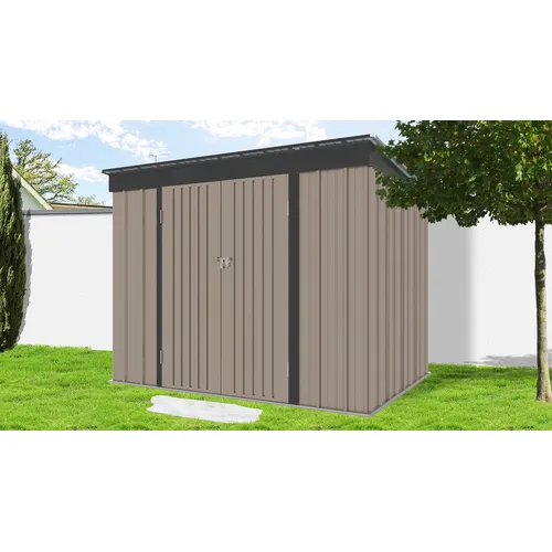 Riwall PRO RMSP 6x8 Brown zahradní domek kovový 2,4 x 1,8 m s pultovou střechou hnědý