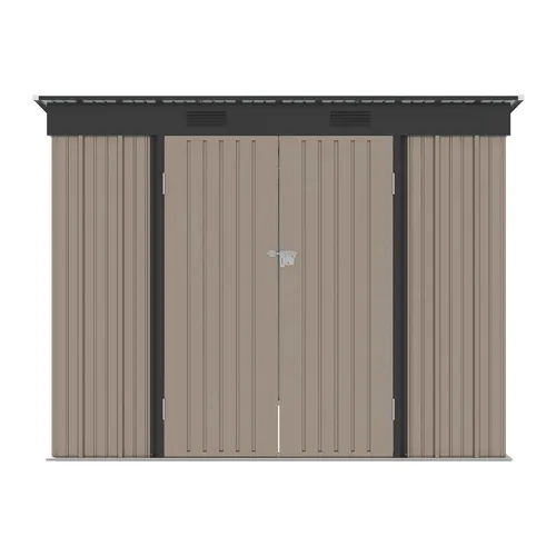 Riwall PRO RMSP 6x8 Brown zahradní domek kovový 2,4 x 1,8 m s pultovou střechou hnědý