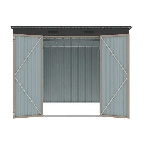 Riwall PRO RMSP 6x8 Brown zahradní domek kovový 2,4 x 1,8 m s pultovou střechou hnědý