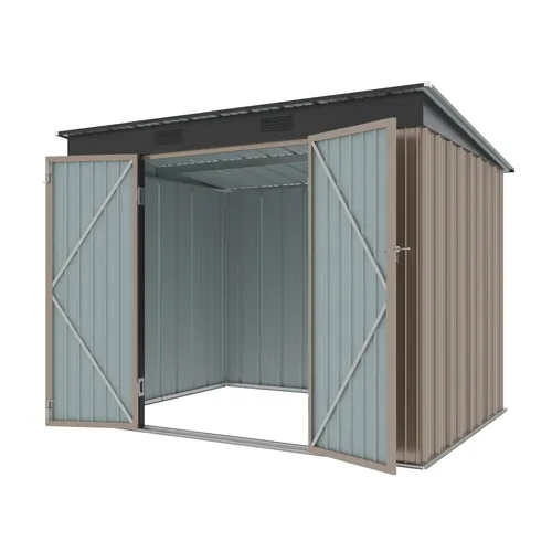 Riwall PRO RMSP 6x8 Brown zahradní domek kovový 2,4 x 1,8 m s pultovou střechou hnědý
