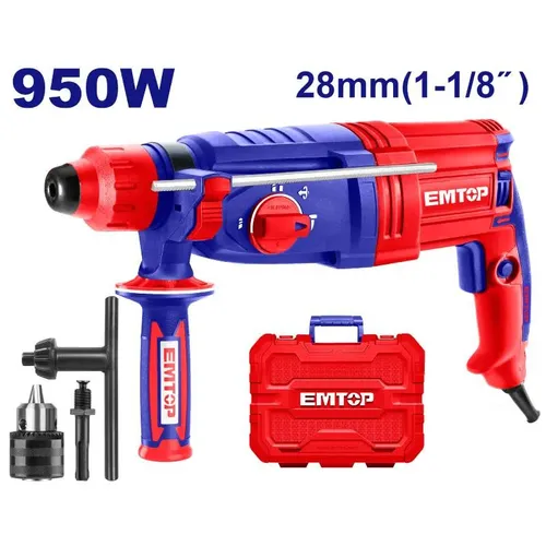Emtop Pneumatické kombinované kladivo 950W 2,5J SDS Plus + .sklíčidlo