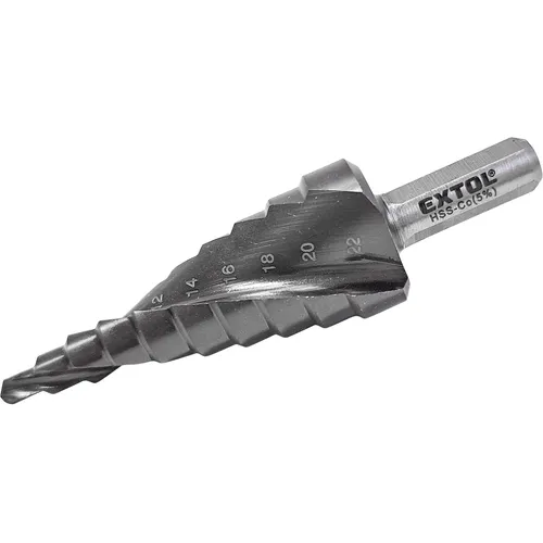 Vrták stupňovitý s lamačem třísek, o 4-22mm/po 2mm, hss-co EXTOL INDUSTRIAL 8701192
