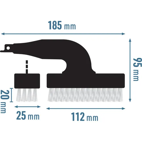 Kartáč nylonový 4řadý do pilky ocasky, 185x95x25mm (d/v/š včetně úchytu) EXTOL PREMIUM 8806502