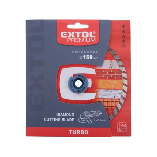 Zrušeno! nahrazeno výrobkem 8803053, kotouč diamantový řezný, turbo - suché i mokré řezání, o 150x22,2x2,3mm EXTOL PREMIUM 108753