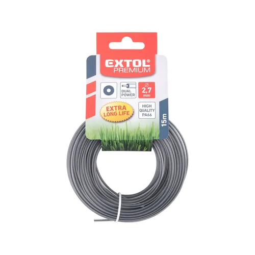 Žací struna do sekačky s jádrem, kruhový profil, 2,7mm, 15m, pa66 EXTOL PREMIUM 8870906