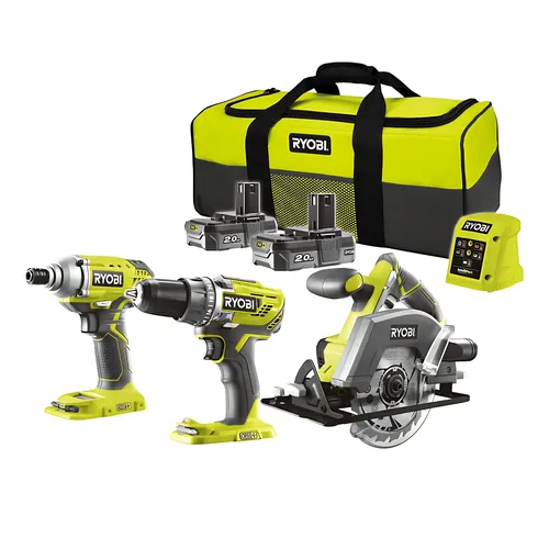 RYOBI R18DDIDCSP-220S aku 18 V set (R18IDP + R18DD3 + RWSL1801 + 2 x 2 Ah baterie + nabíječka + taška)