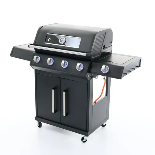 Riwall PRO RGG 41 EXL luxusní plynový gril 17 kW se čtyřmi hořáky a bočním vařičem