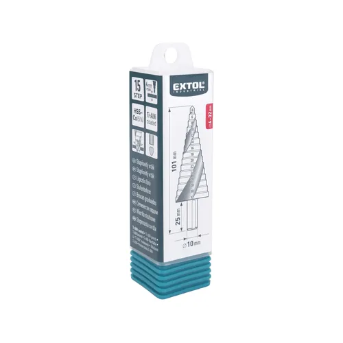 Vrták stupňovitý s lamačem třísek, o 4-32mm/po 2mm, hss-co EXTOL INDUSTRIAL 8701194