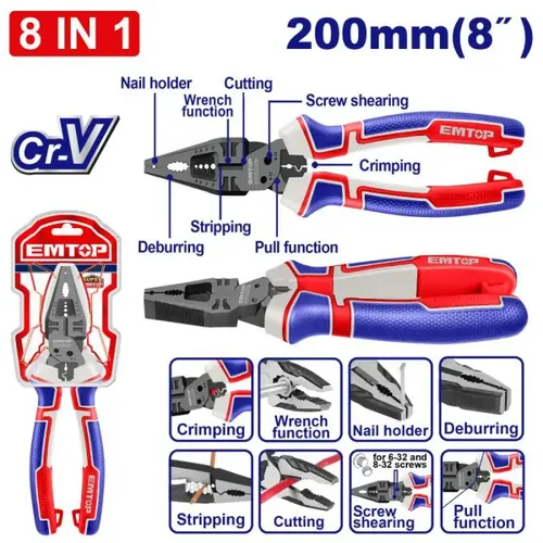 Emtop Kleště kombinované - multifunkční  8 v 1