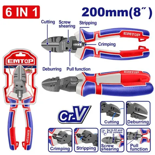 Emtop Kleště štípscí boční- multifunkční  6 v 1