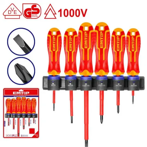 Emtop Sada elektrikářských šroubováků 1000V (6 ks)