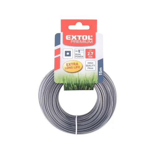Žací struna do sekačky s jádrem, čtvercový profil, 2,7mm, 15m, pa66 EXTOL PREMIUM 8870916