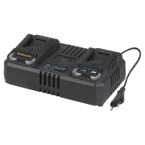 Riwall PRO RAC 420 TWIN dvojitá rychlonabíječka pro aku baterie 20 V (4,5 A)