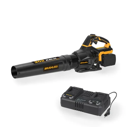 Riwall PRO RABL 3220i SET aku foukač 2 x 20 V + 2x 4 Ah baterie + duální rychlonabíječka 4,5 A